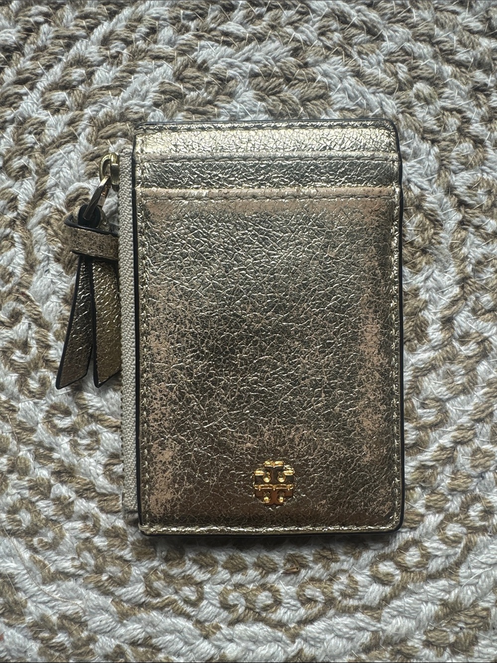 Tory Burch Metallic Rose Gold Card Wallet